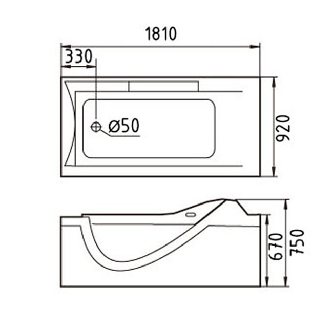 Акриловая ванна Gemy G9055 K 180x90 L