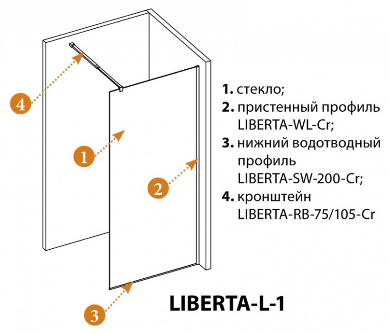 Душевая перегородка Cezares Liberta -L-1-110-C-Cr