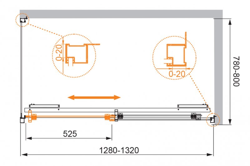 Душевой уголок Cezares Lux soft W AH1 130/100 C Cr IV