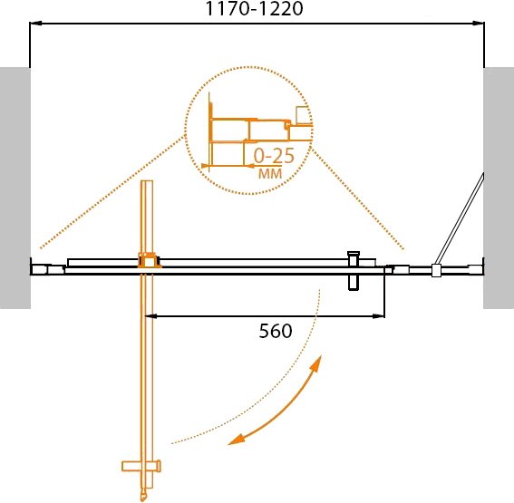 Душевая дверь в нишу Cezares Molveno BA 11 100+30 C Cr IV