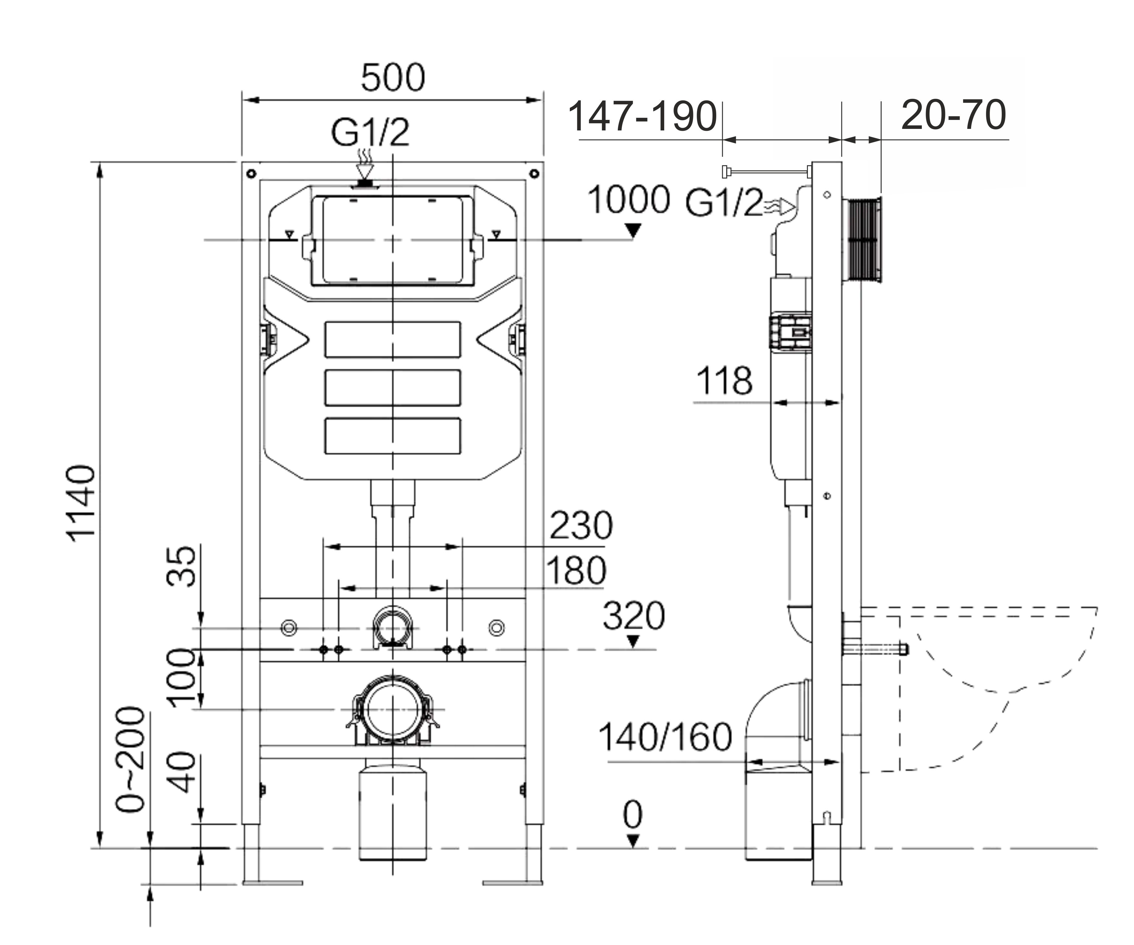 Система инсталляции для унитазов Ceramica Nova Envision Flat CN1002B кнопка черная матовая