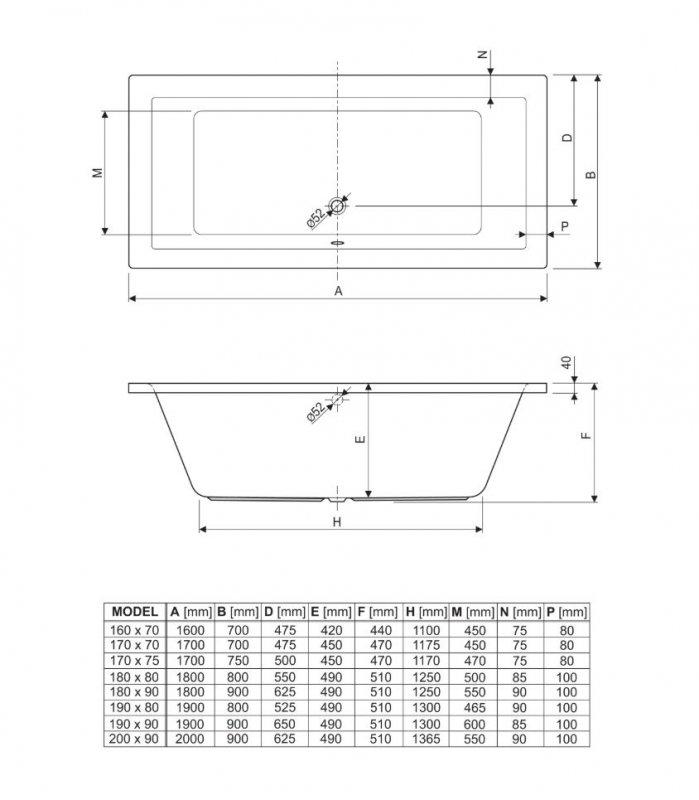 Каркас для ванны Cezares Plane 200x90 см