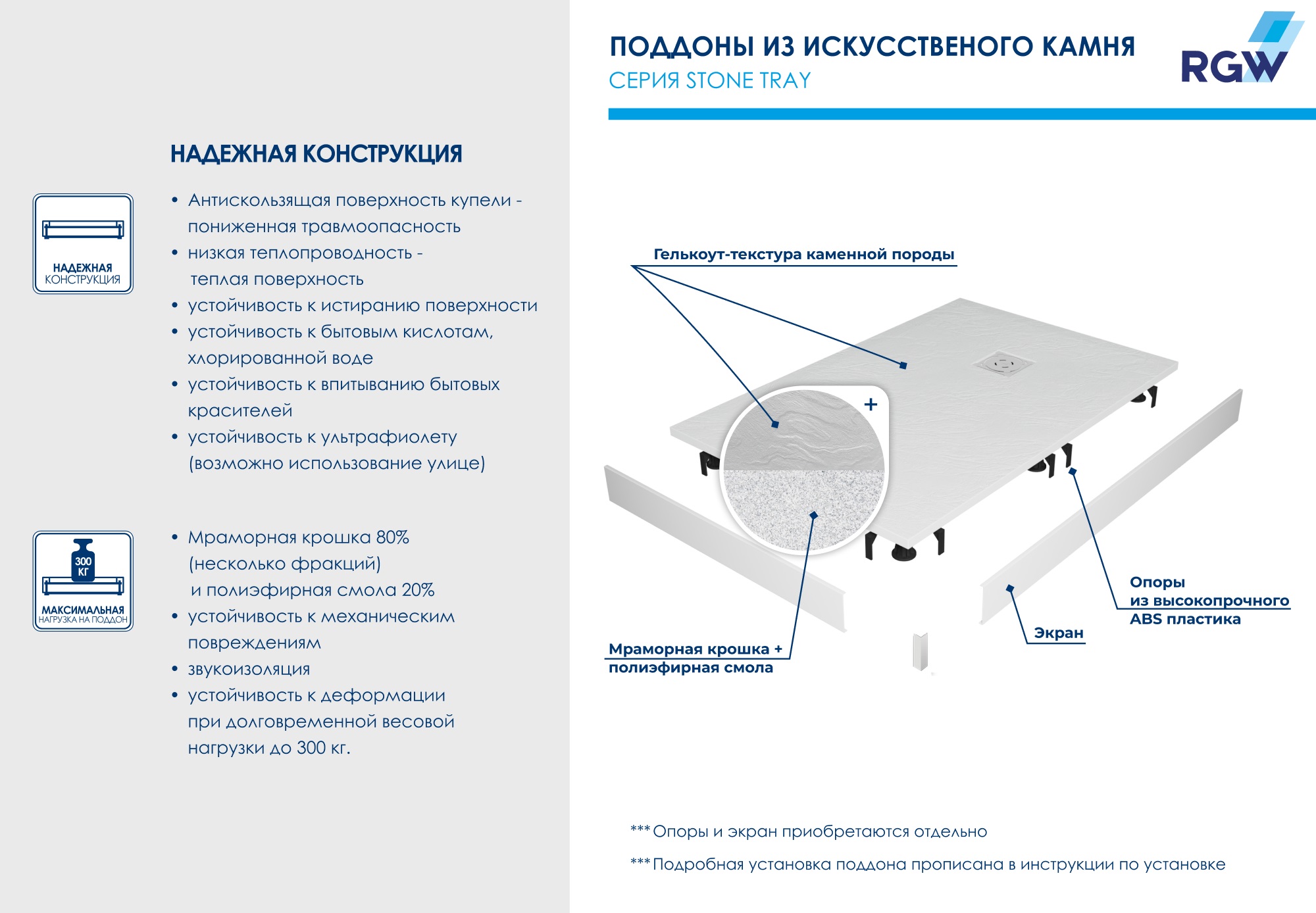 Поддон для душа RGW Stone Tray ST-0100Tr 90х90, терракот