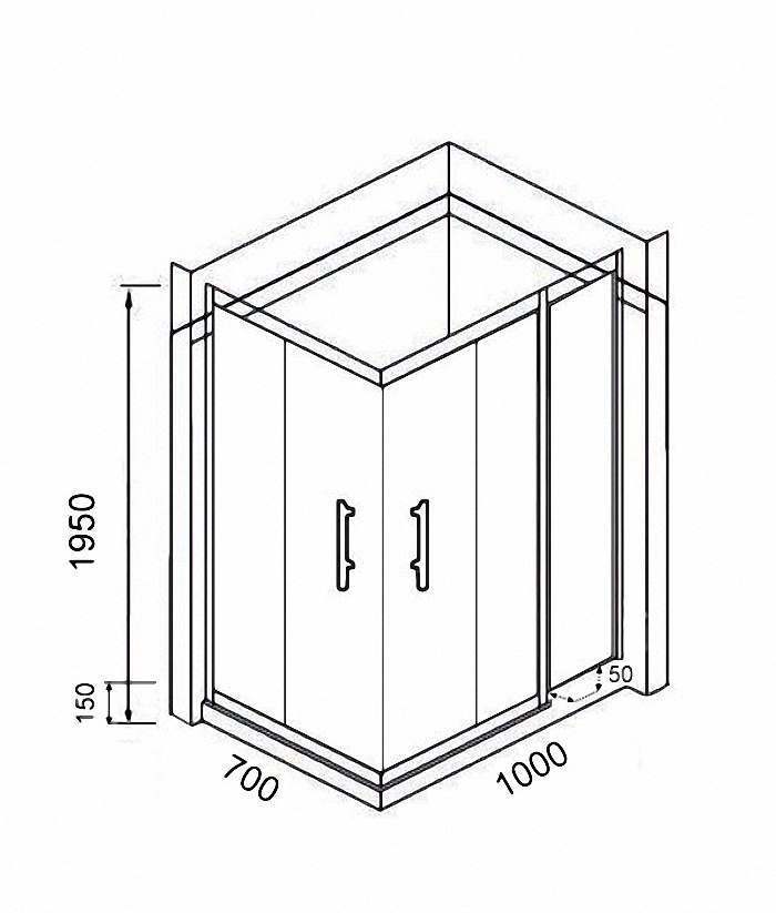 Душевой уголок Parly QZ71B 70x100, с поддоном, профиль черный, стекло прозрачное