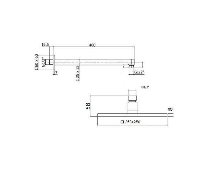 Верхний душ BelBagno Romano ROM-SLD-CRM