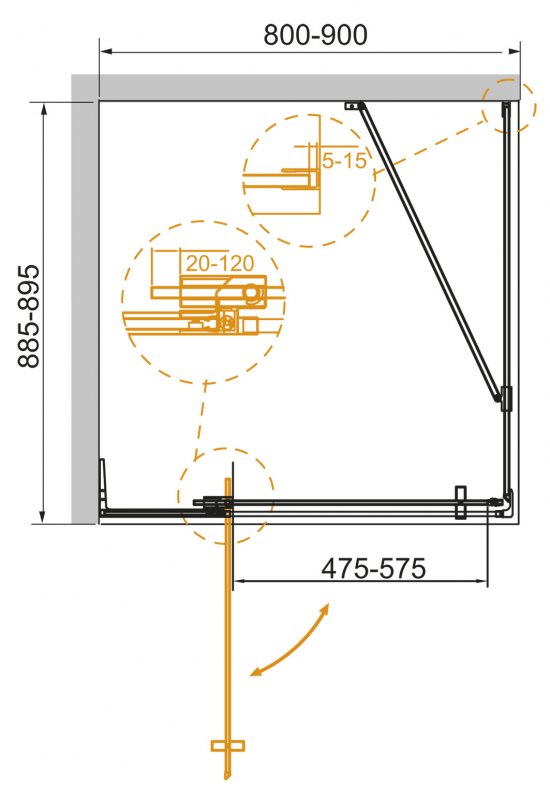 Душевой уголок Cezares Slider AH 1 70/80 80 C Cr