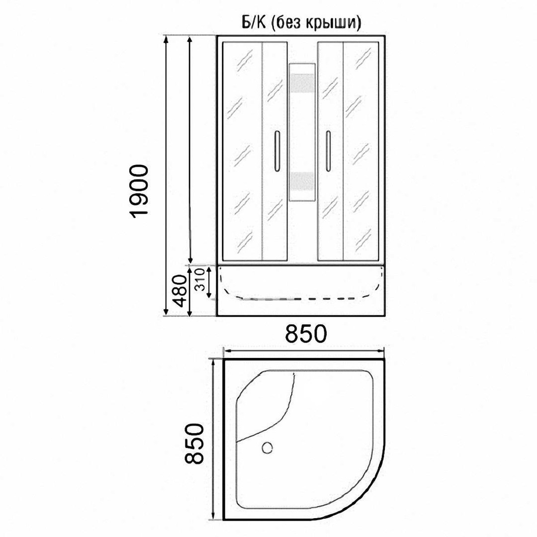 Душевая кабина Parly Effect TMF901 85х85, с высоким поддоном, без крыши, профиль белый, стекло матовое