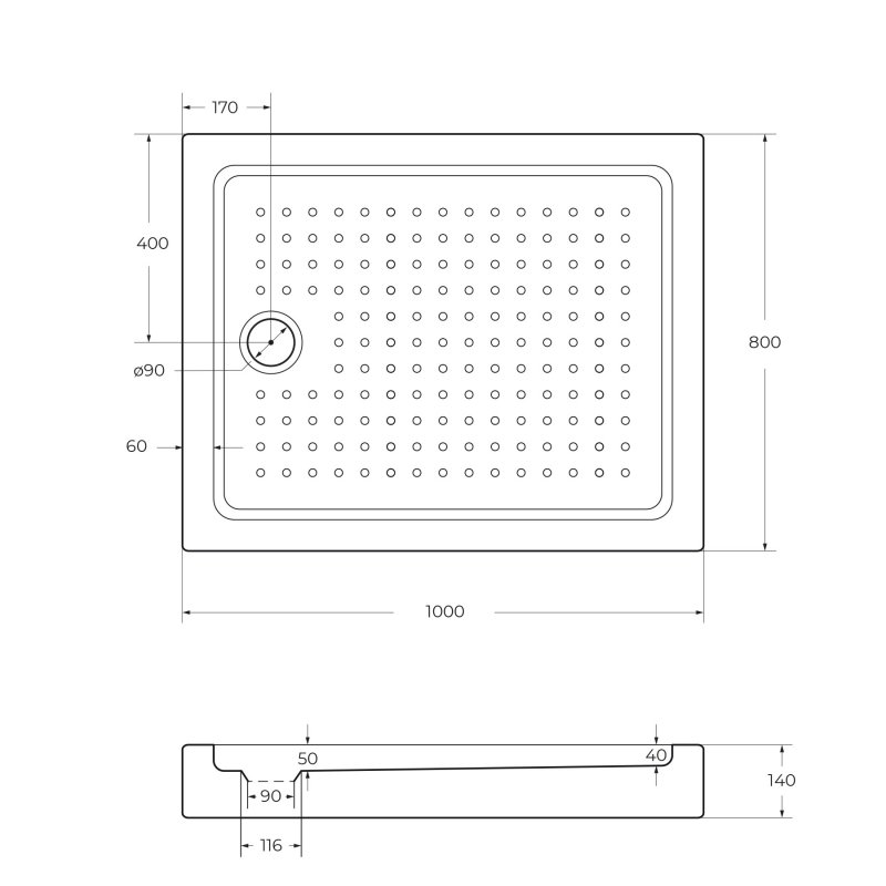 Поддон для душа Cezares Tray TRAY-A-AH-110/90-15-W 110x90, с сифоном