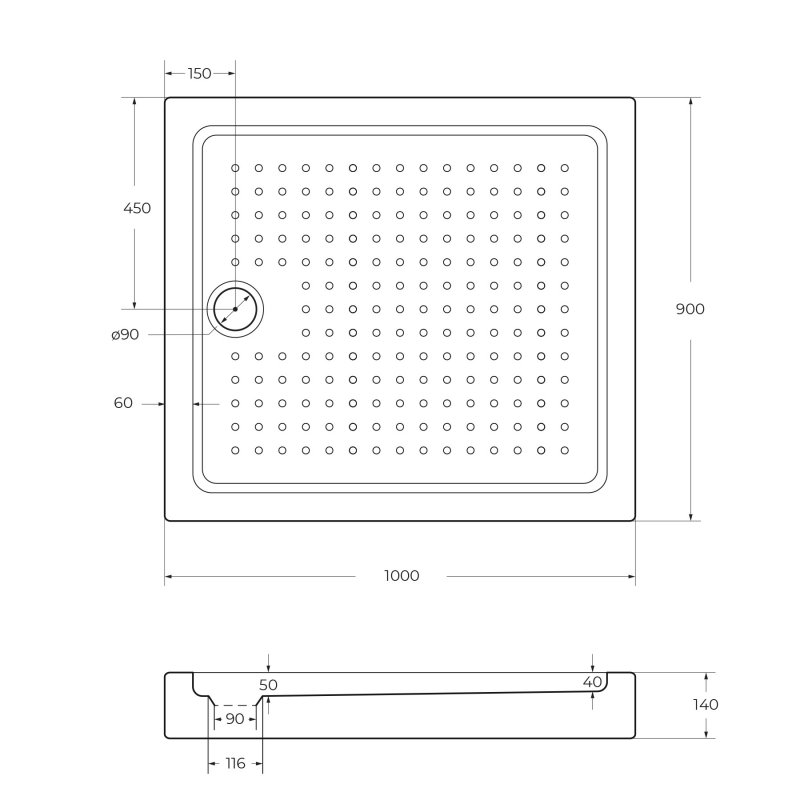 Поддон для душа Cezares Tray TRAY-A-AH-110/90-15-W 110x90, с сифоном