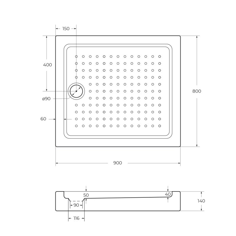 Поддон для душа Cezares Tray TRAY-A-AH-110/90-15-W 110x90, с сифоном