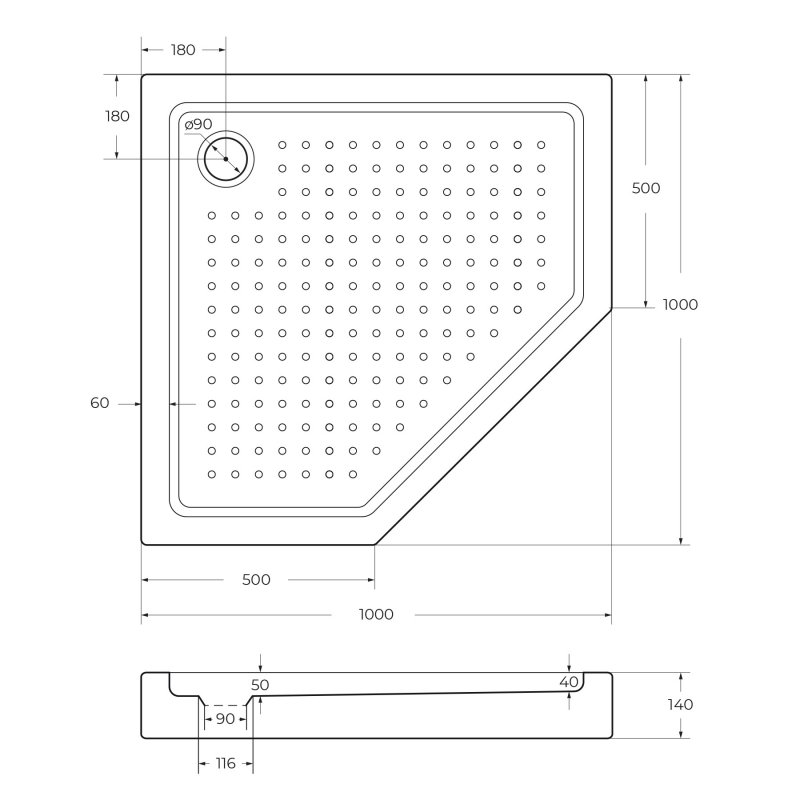 Поддон для душа Cezares Tray TRAY-A-P-100-15-W 100x100, с сифоном