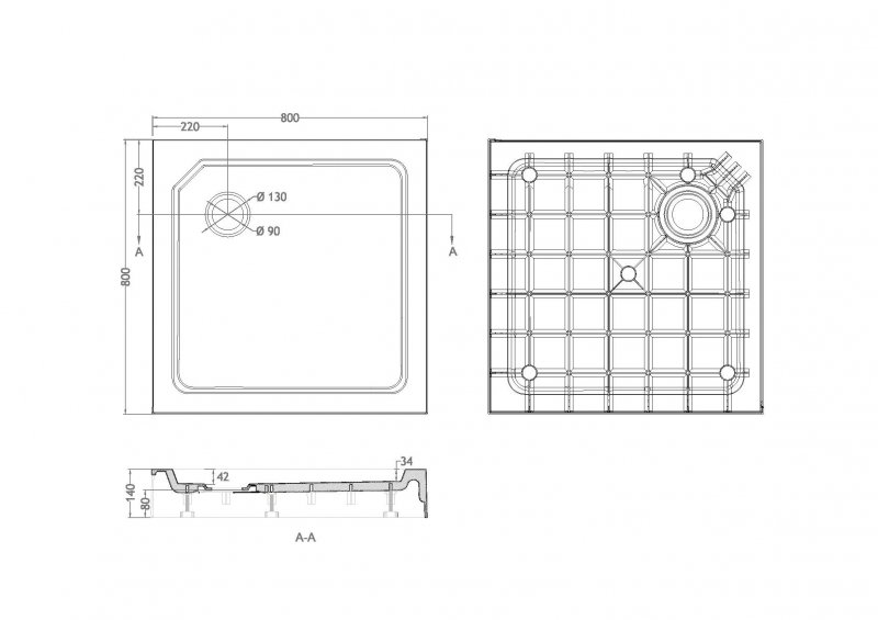 Поддон для душа Cezares Tray SMC TRAY-SMC-A-90-550-150-W 90x90, с сифоном