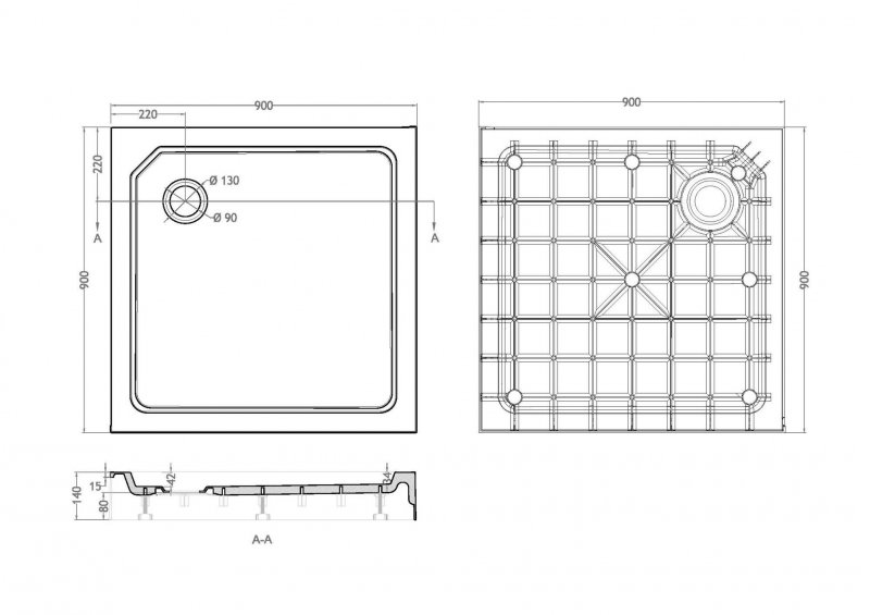 Поддон для душа Cezares Tray SMC TRAY-SMC-A-90-550-150-W 90x90, с сифоном