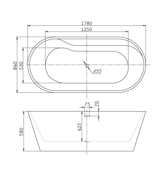 Акриловая ванна BelBagno BB14 180x80