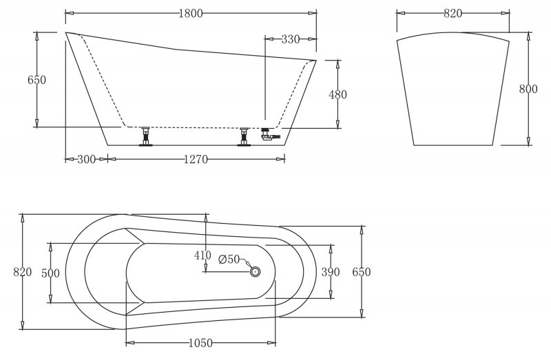 Акриловая ванна BelBagno BB63-1800-W0 180x82