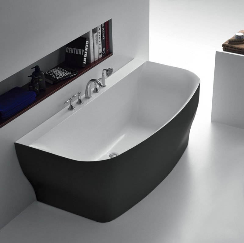 Акриловая ванна BelBagno BB74-NERO-W0 165x78 белый глянец/чёрная матовая