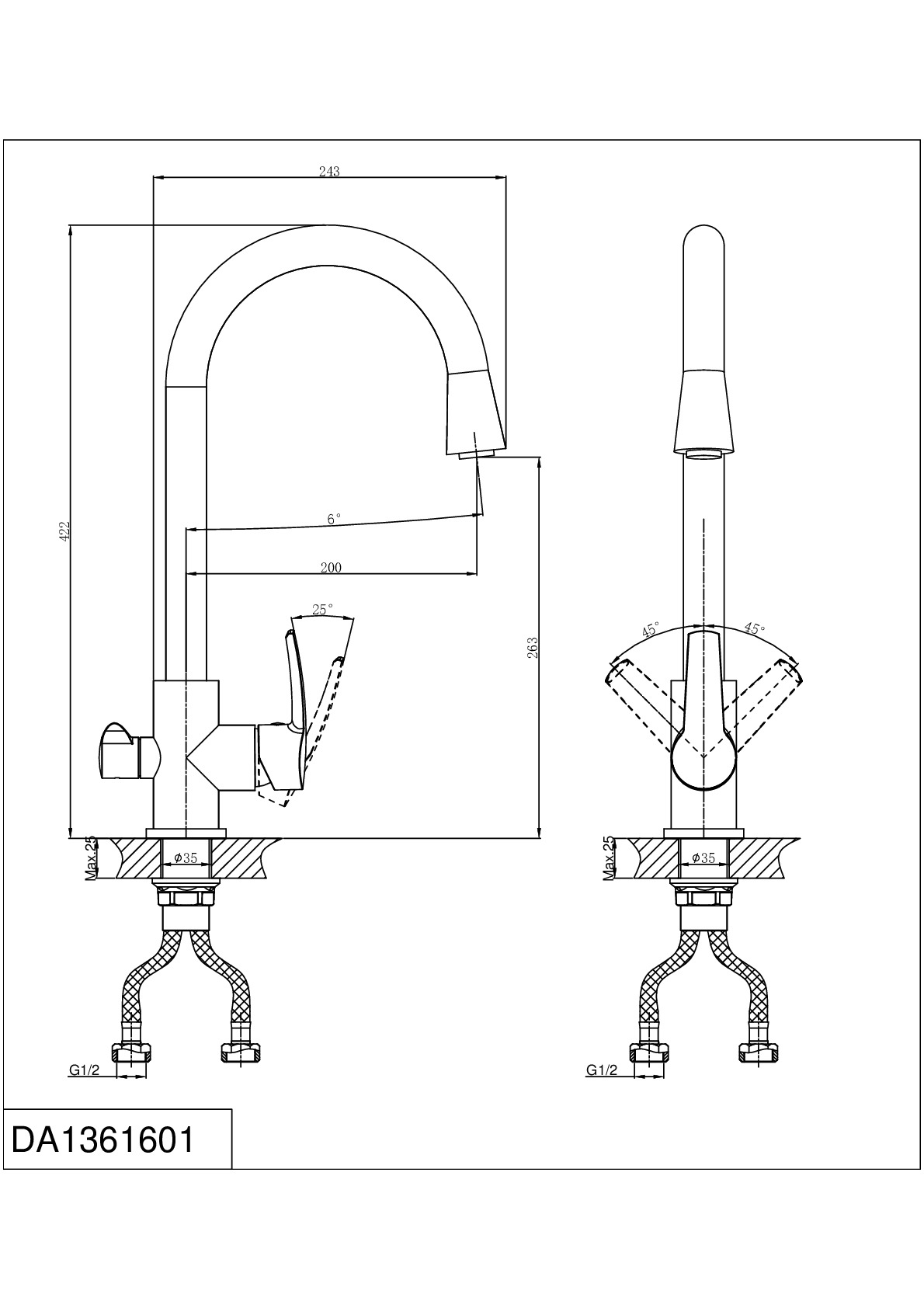 Смеситель для кухни D&K Rhein Valerius DA1361601 с фильтром Аквафор Кристалл ECO H Pro