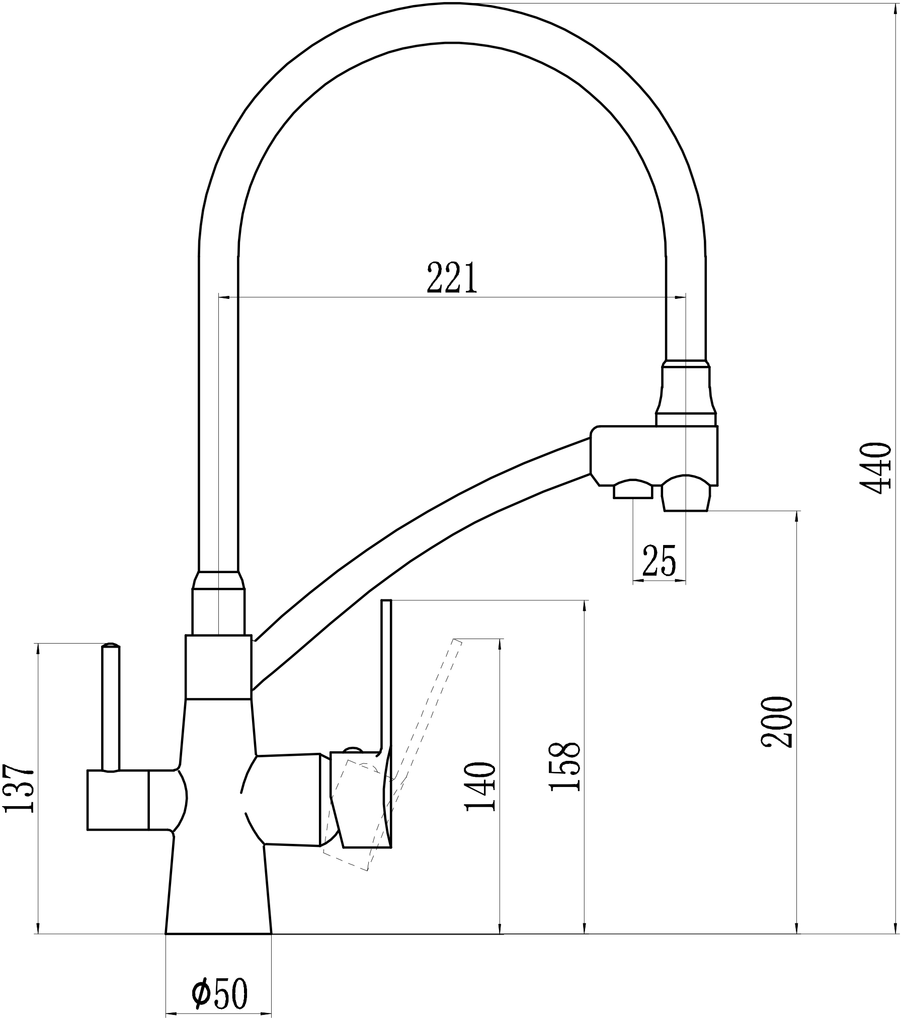 Смеситель для кухни Savol S-L1805L-03 с гибким изливом