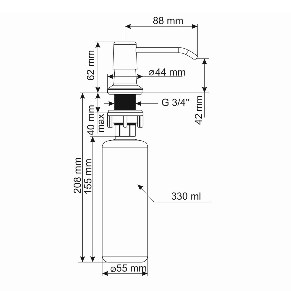 Дозатор для кухонной мойки Ulgran Quartz UQ -01 уголь