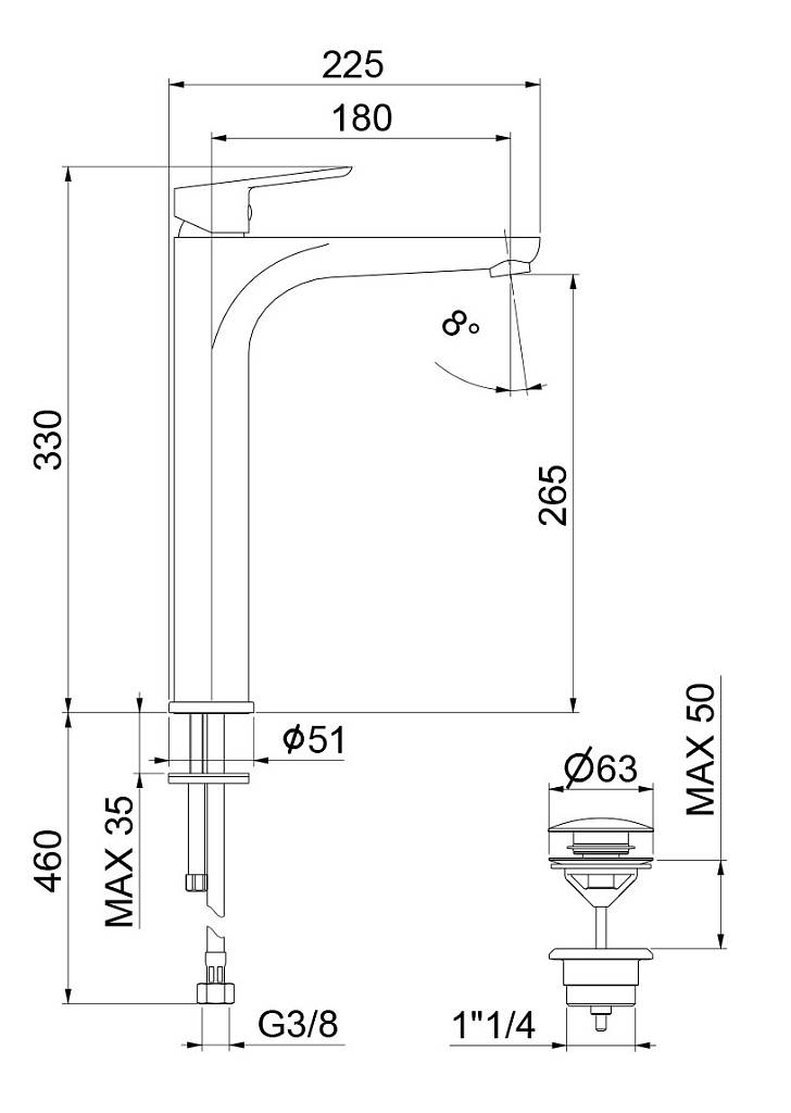 Смеситель для раковины Webert Sax Evolution SE830402740 белый