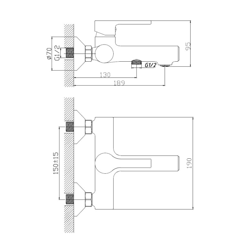 Смеситель для ванны с душем Haiba HB60652-7 черный