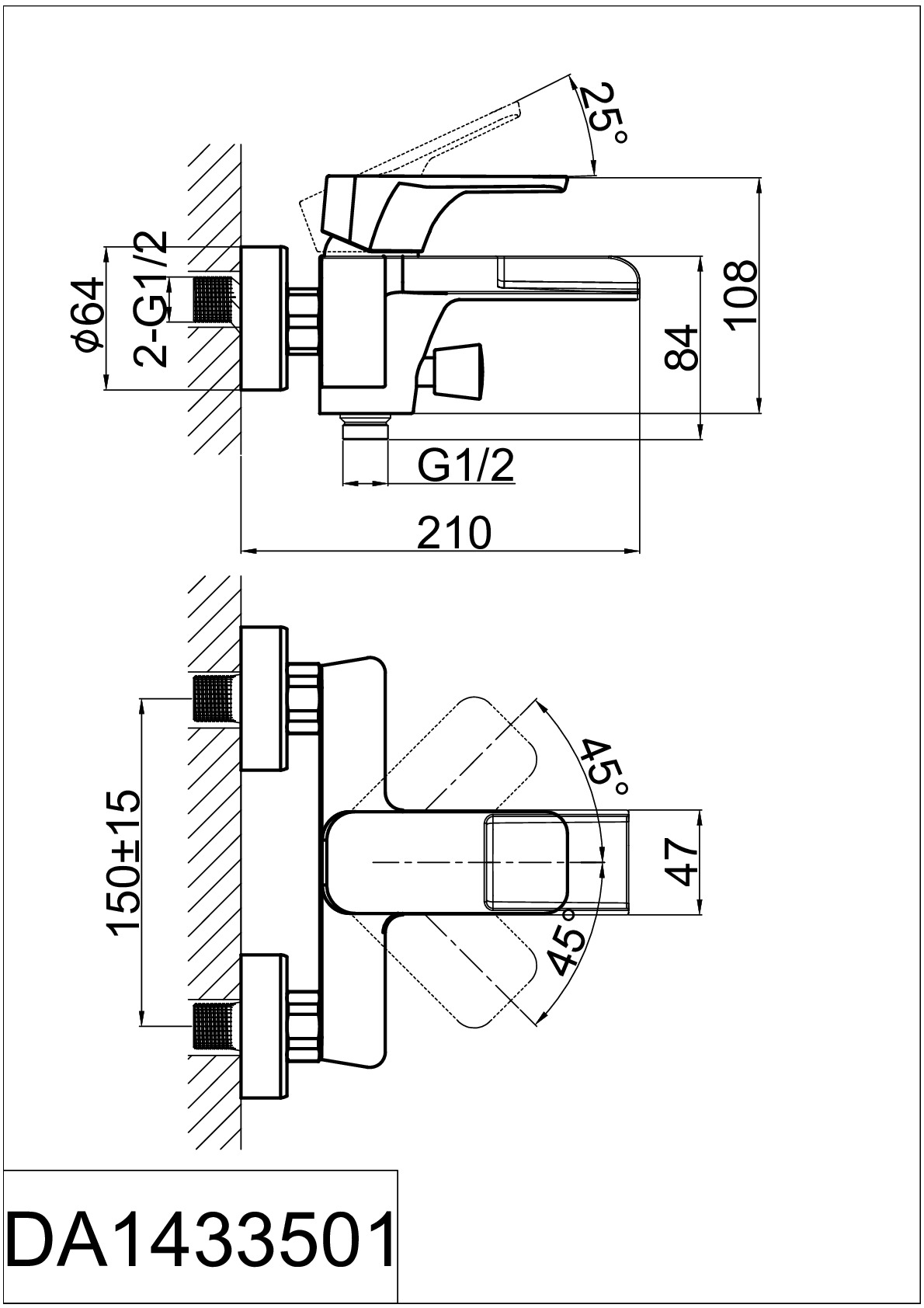 Смеситель для ванны с душем D&K Berlin Technische DA1433515