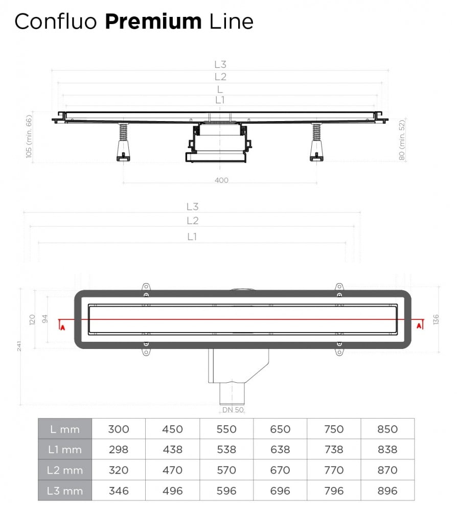 Душевой лоток Pestan Confluo Premium Line 300 белое стекло/сталь