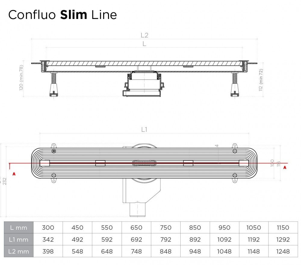 Душевой лоток Pestan Confluo Slim Line 550+ хром матовый