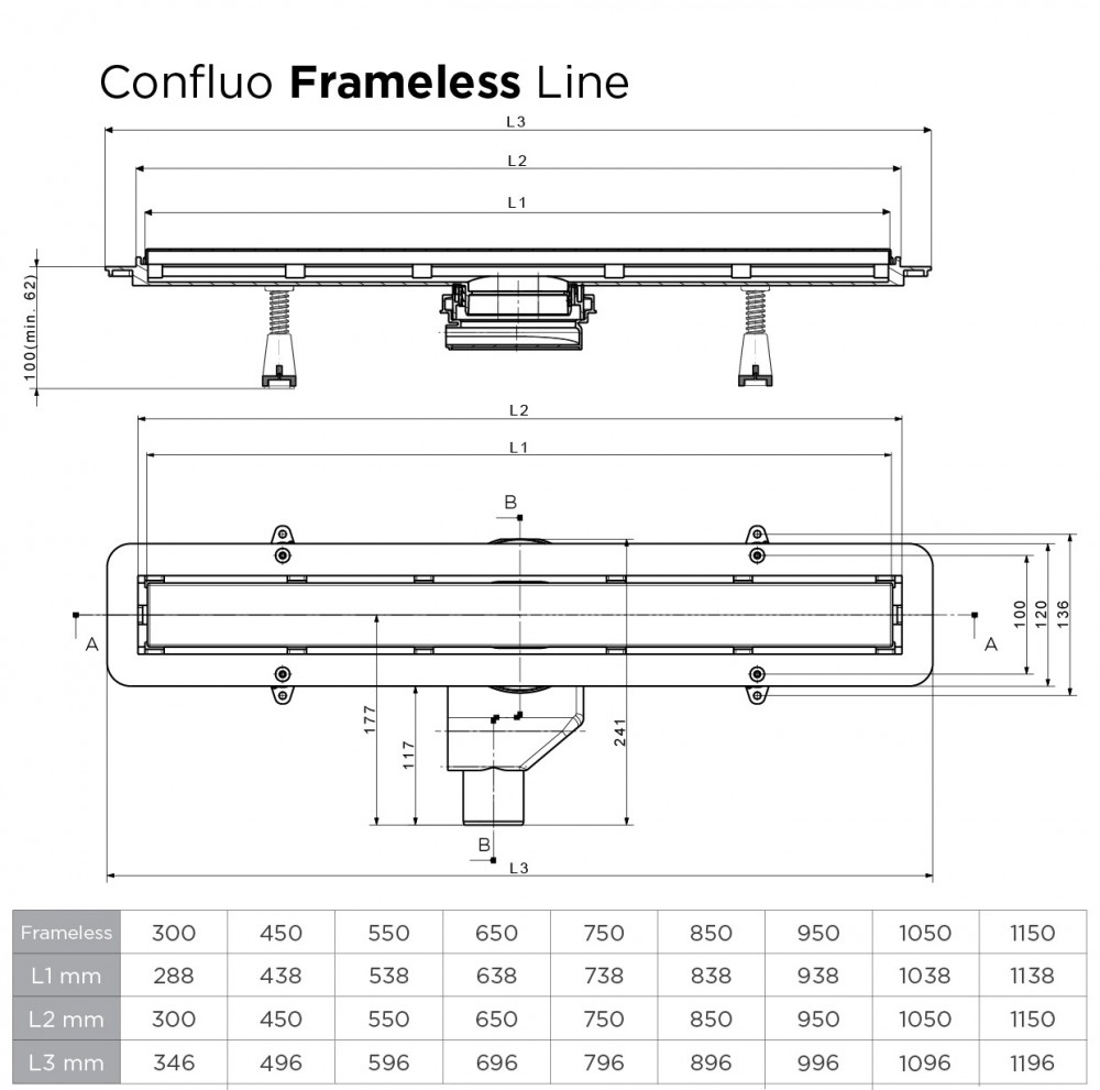 Душевой лоток Pestan Confluo Frameless Line 300 матовый хром