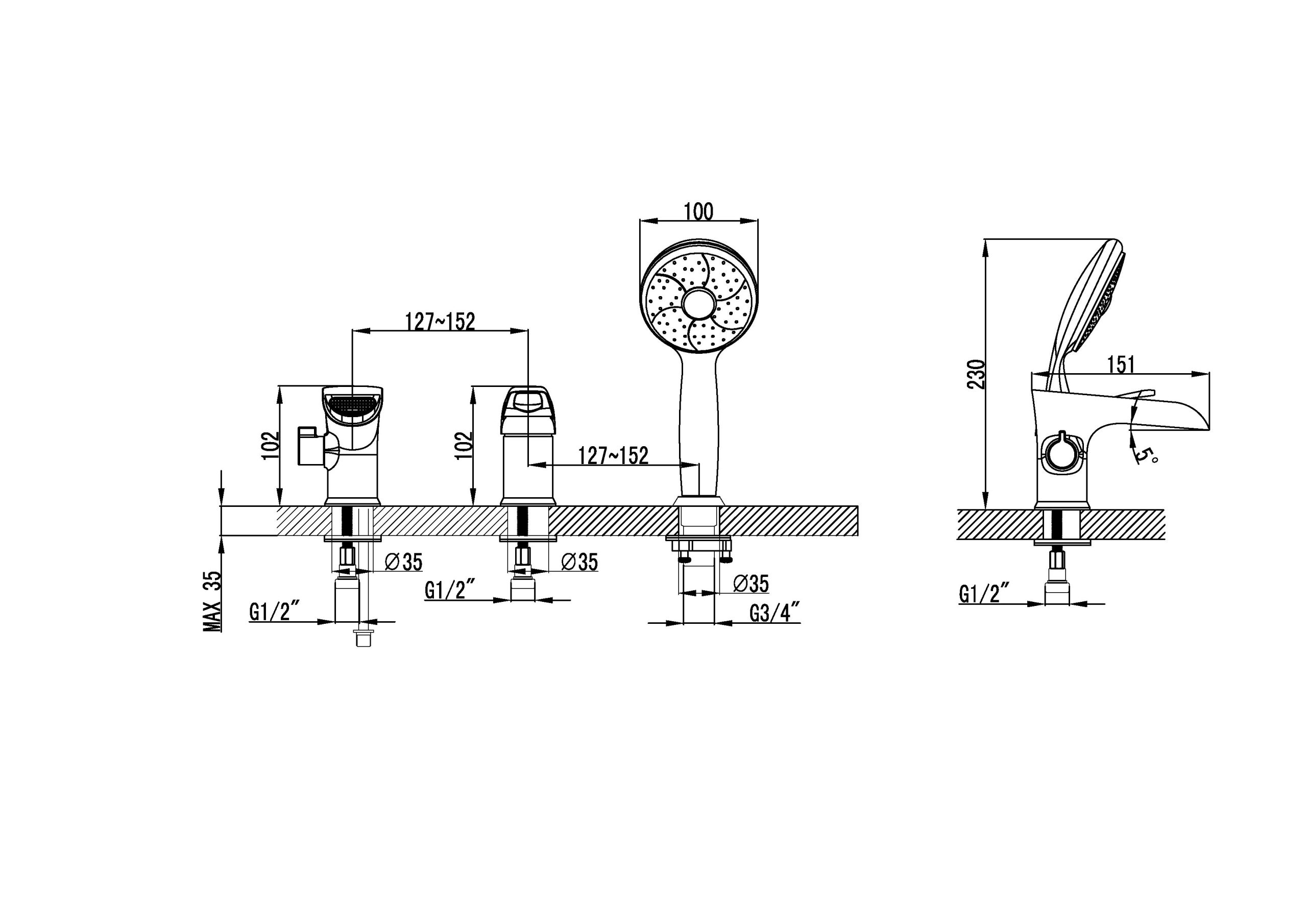 Смеситель на борт ванны Lemark Omega LM3145C