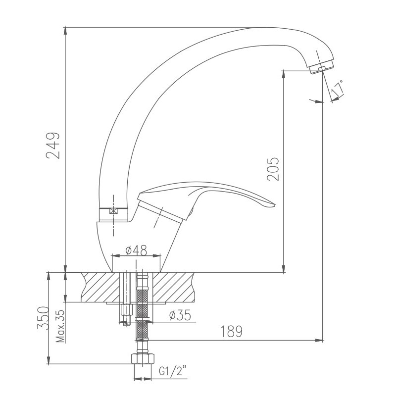 Смеситель для кухни Haiba HB21 хром HB4121