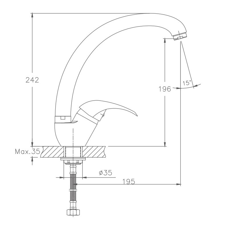 Смеситель для кухни Haiba HB15 крепление на гайке HB4115-2