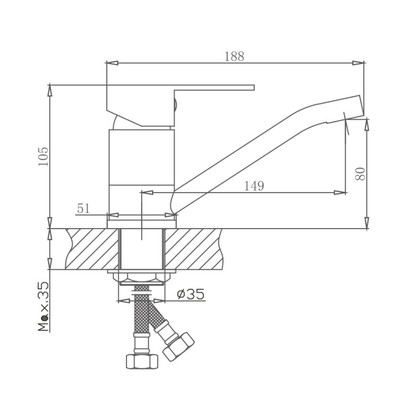 Смеситель для кухни Haiba HB802 сталь HB45802