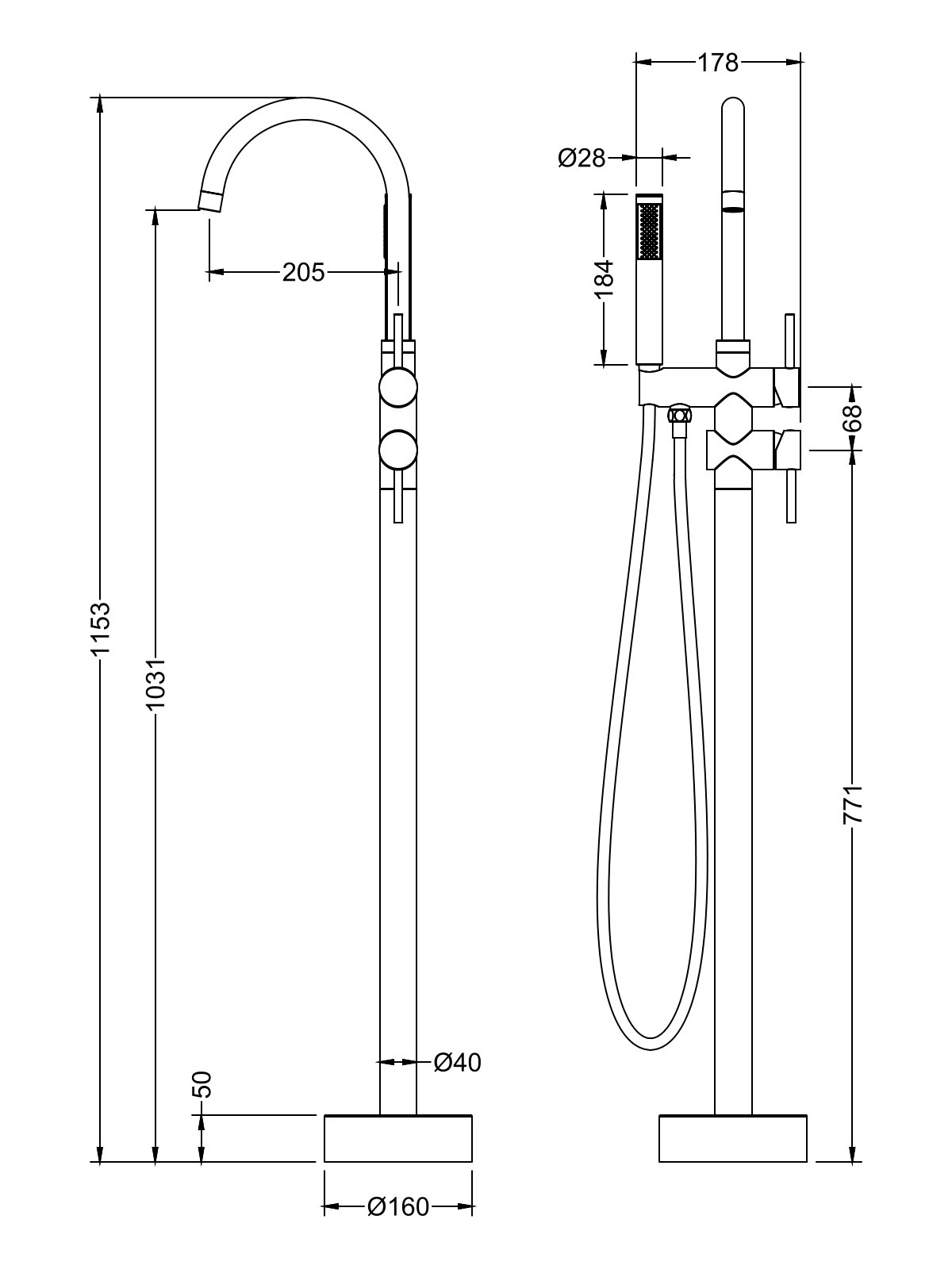 Напольный смеситель для ванны с душем Timo Saona 2300/00Y-CR