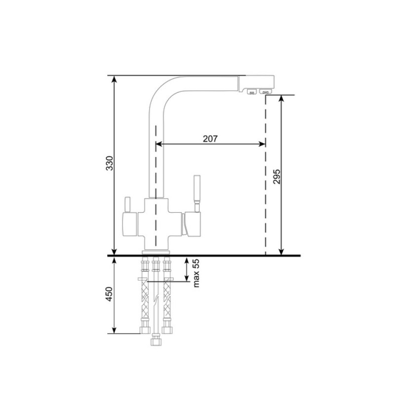 Смеситель для кухни Ulgran Quartz UQ-016 асфальт