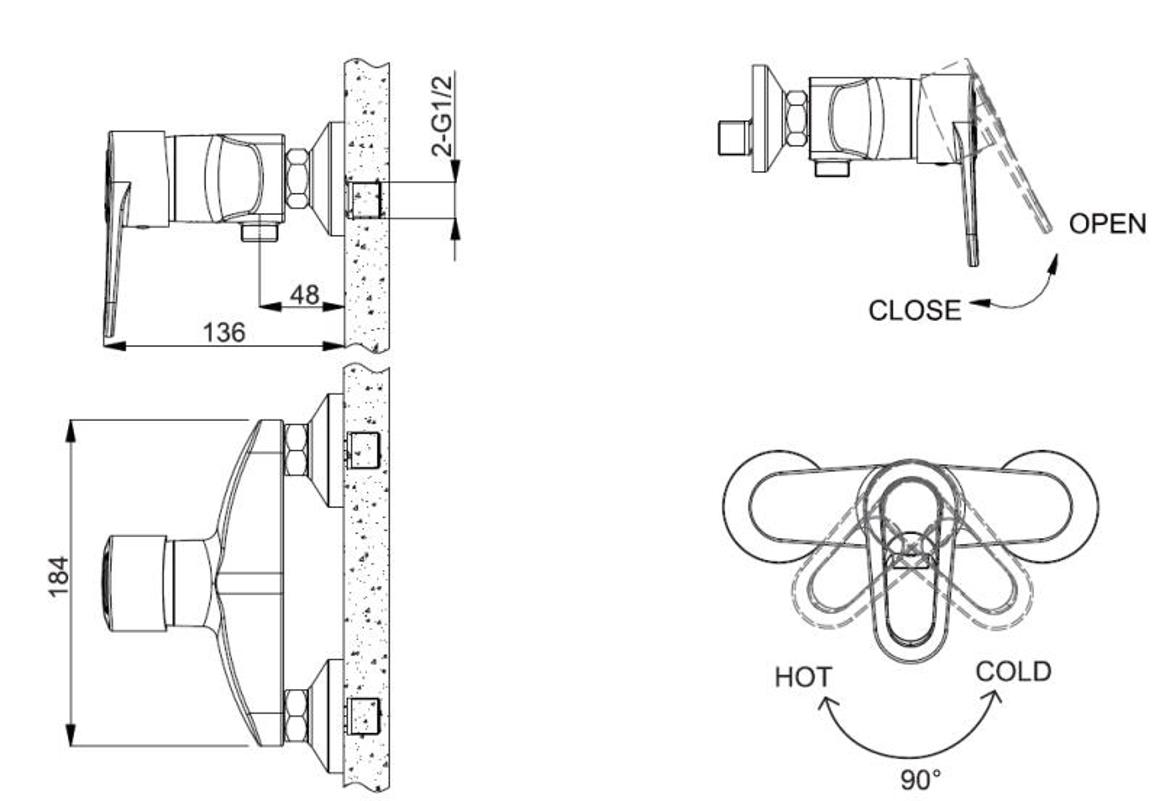 Смеситель для душа Bravat Loop F9124182CP-01