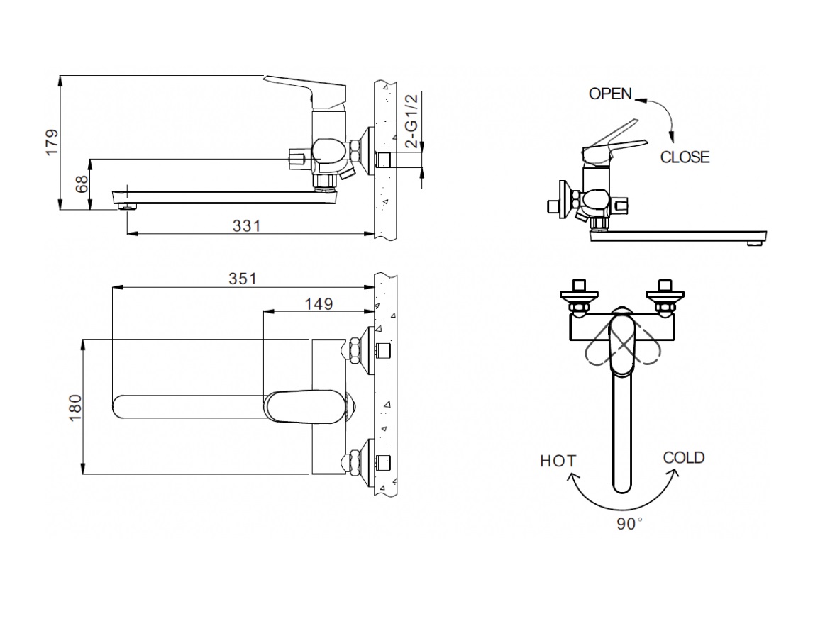 Универсальный смеситель Bravat Pure F6105161C-01A