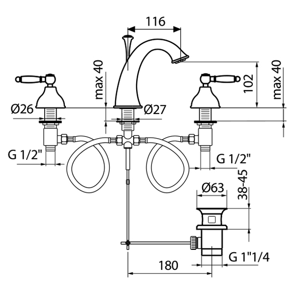 Смеситель для раковины Webert Dorian DO750101010