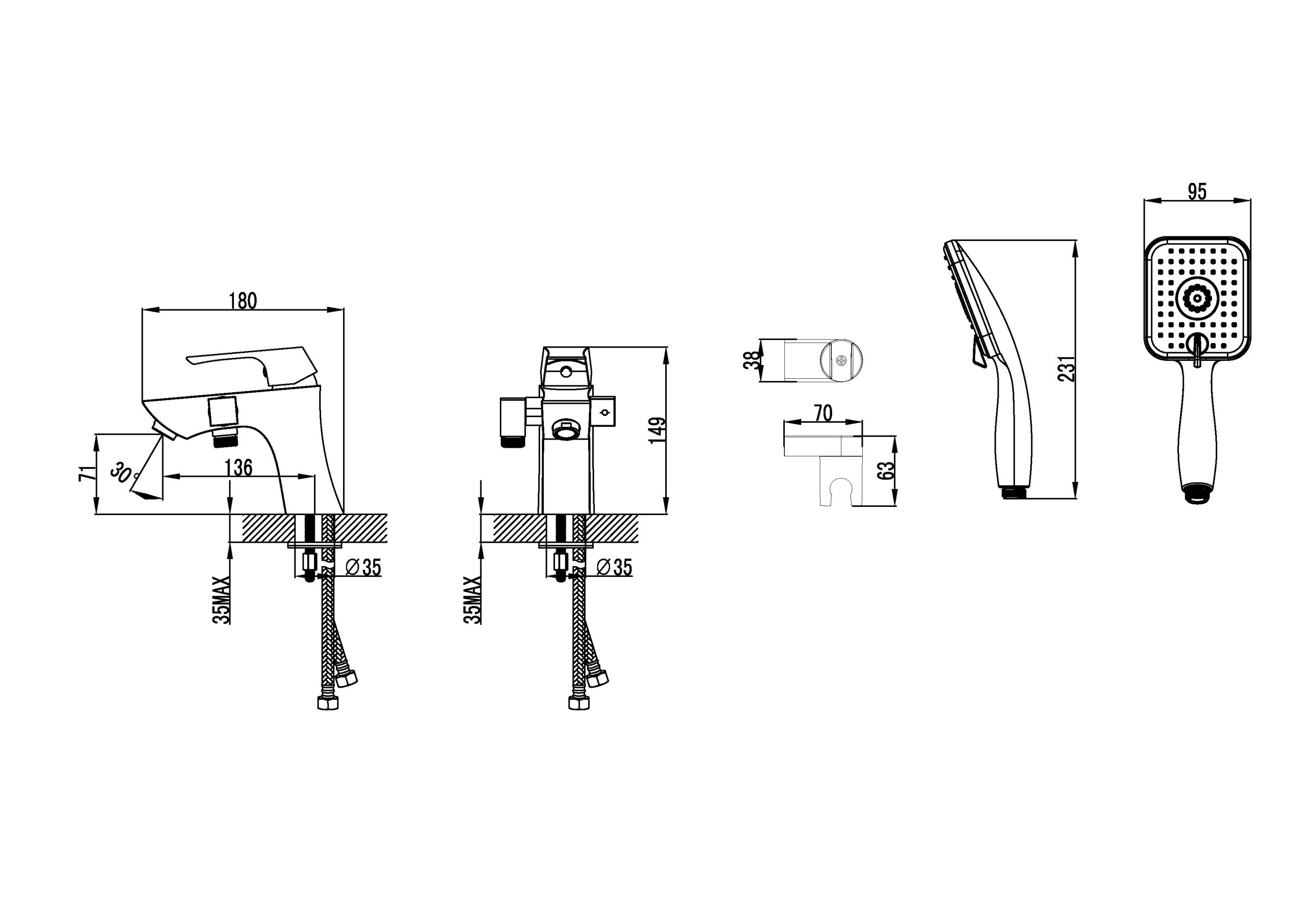 Смеситель на борт ванны Lemark Unit LM4515C