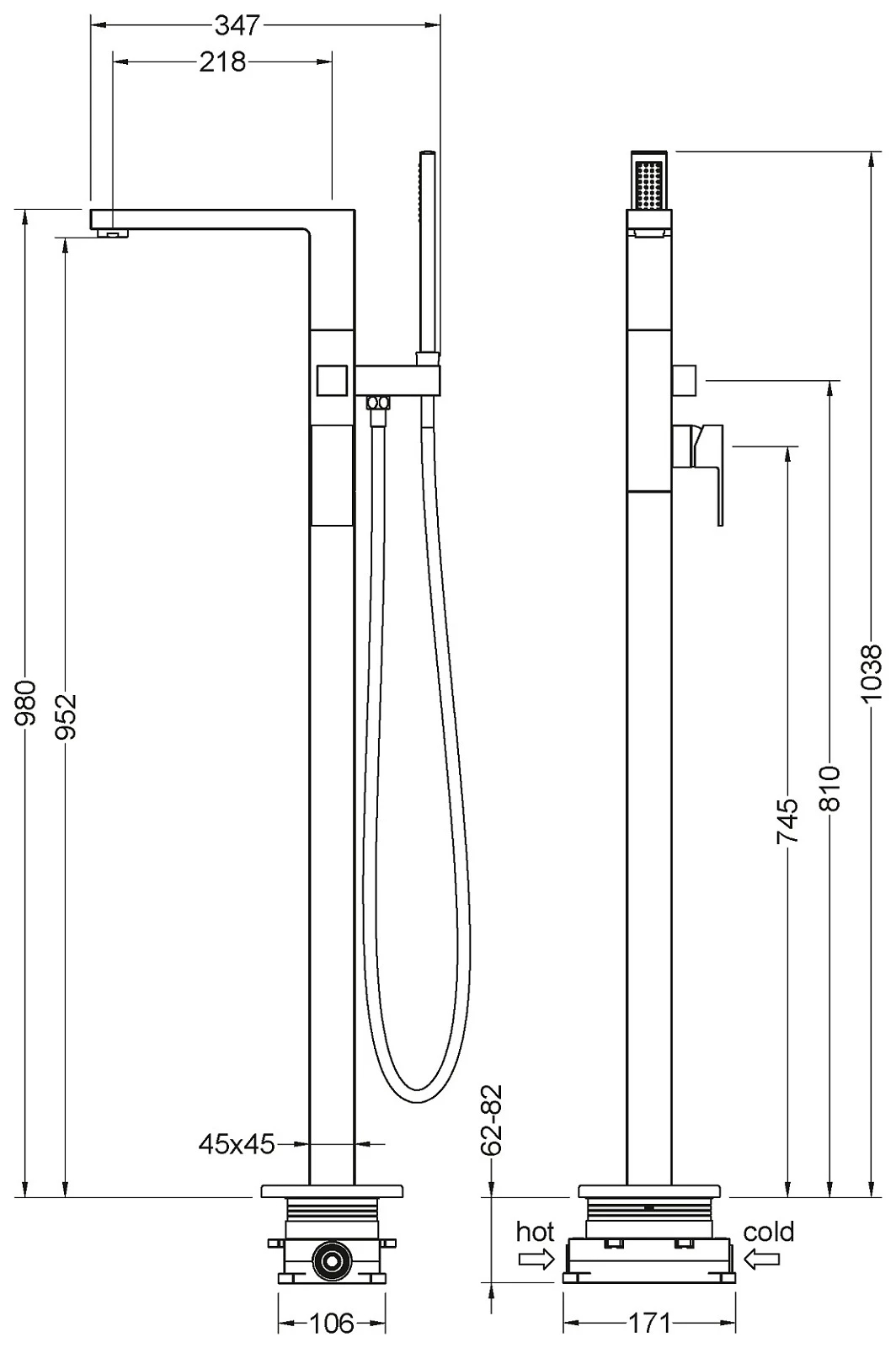 Напольный смеситель для ванны с душем Timo Selene 2210/03Y-CR черный