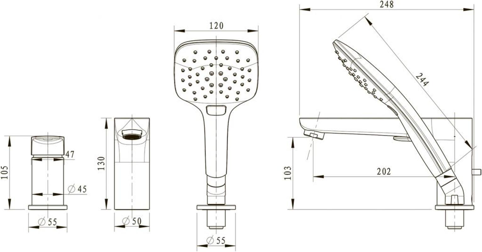 Смеситель на борт ванны Bravat Iguassu F5173218CP-1-RUS