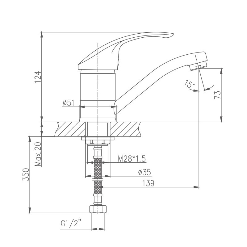 Смеситель для кухни Haiba HB21 сатин HB4521-5