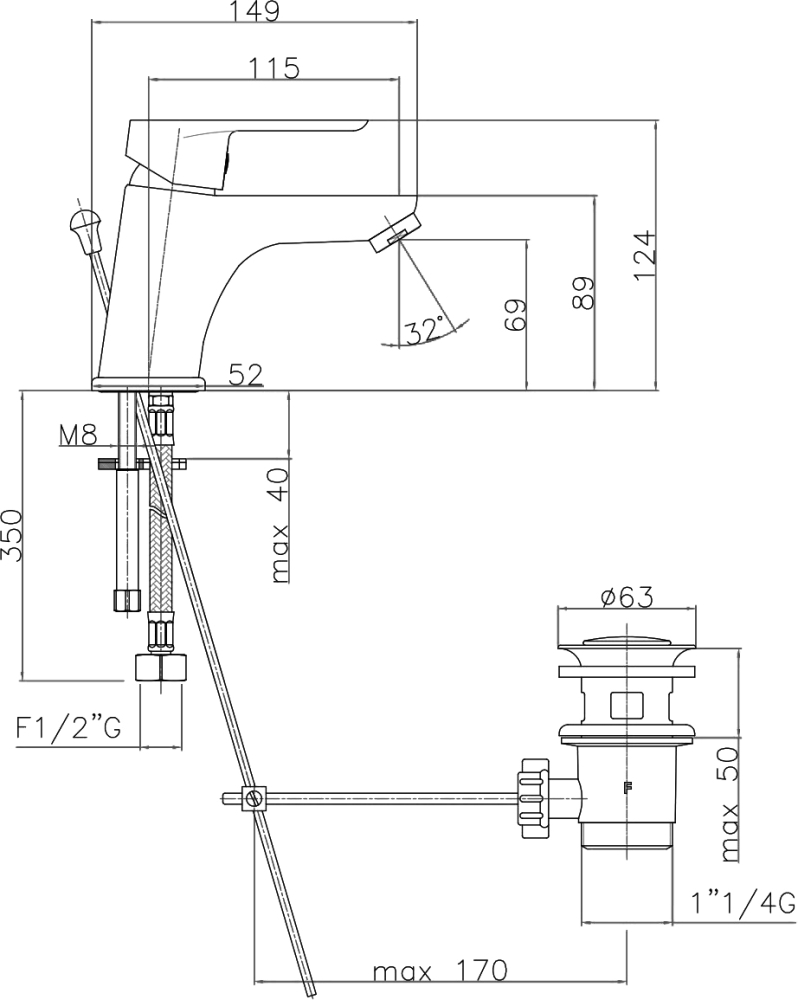 Смеситель для раковины Webert Sax Evolution SE830102740 белый