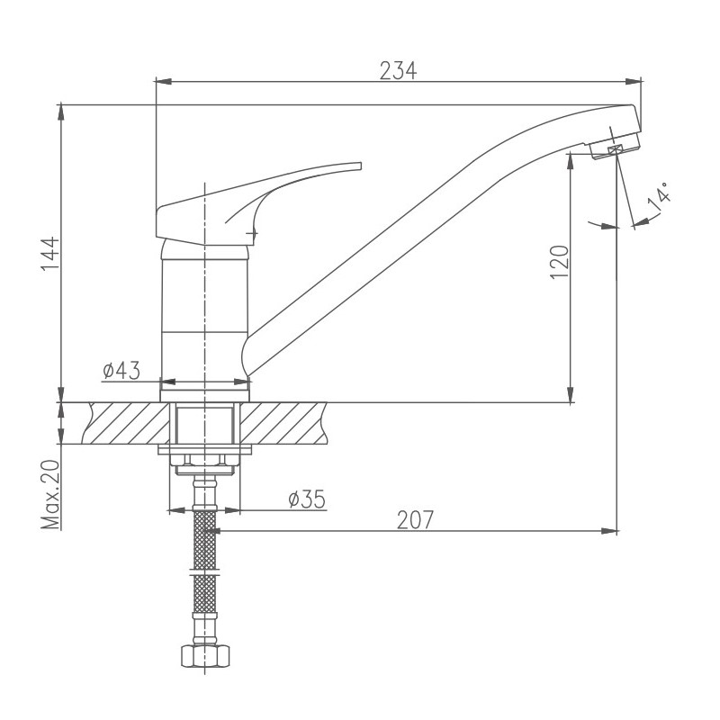 Смеситель для кухни Haiba HB13-1 серый HB4913-1