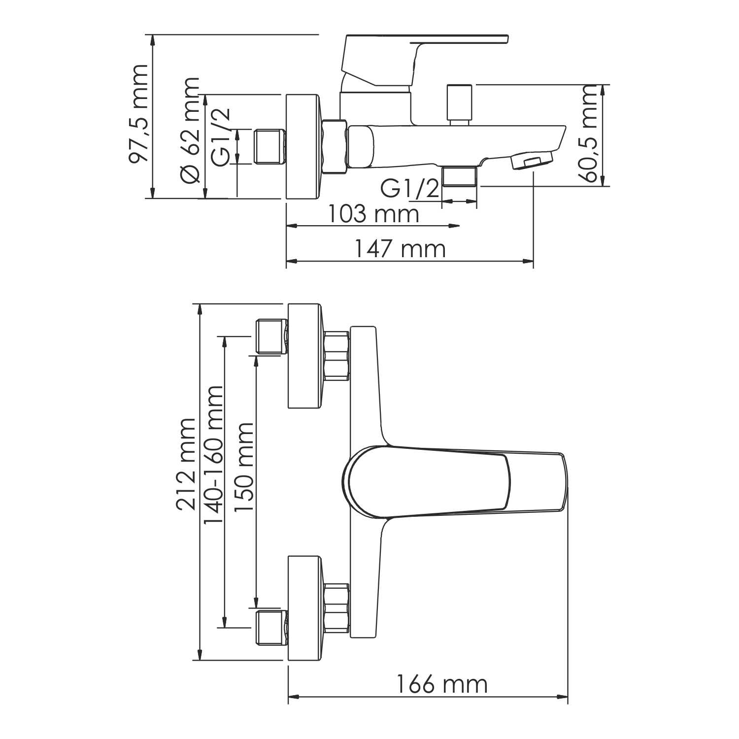 Смеситель для ванны с душем Wasserkraft Dill 6101