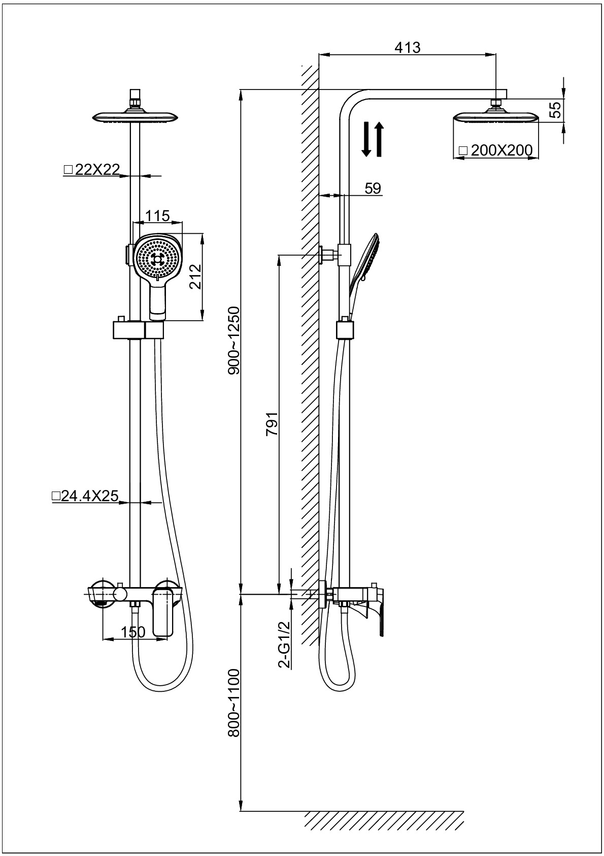 Душевая стойка D&K Berlin Technische DA1433715A02 черный