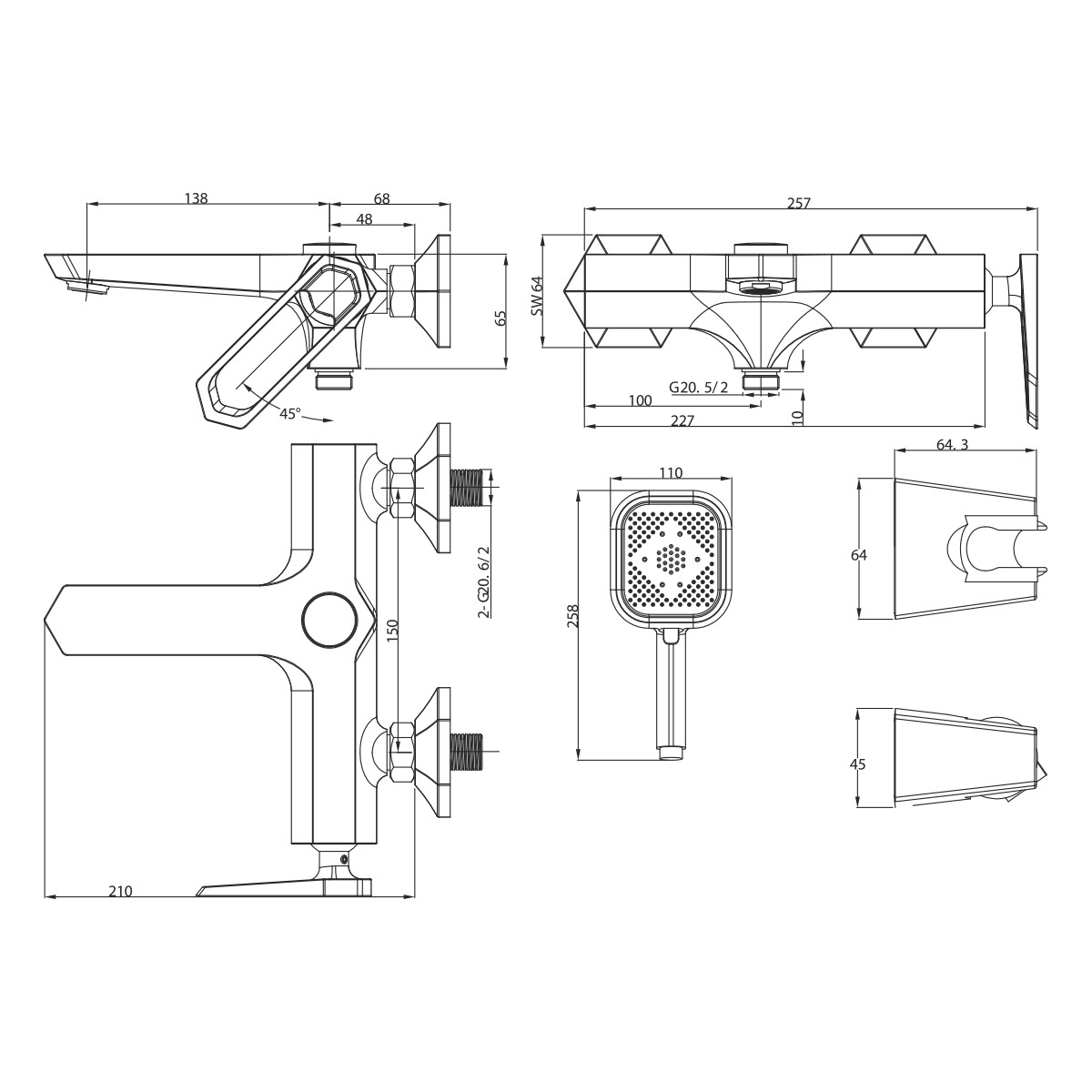 Смеситель для ванны с душем Lemark Prizma LM3914C