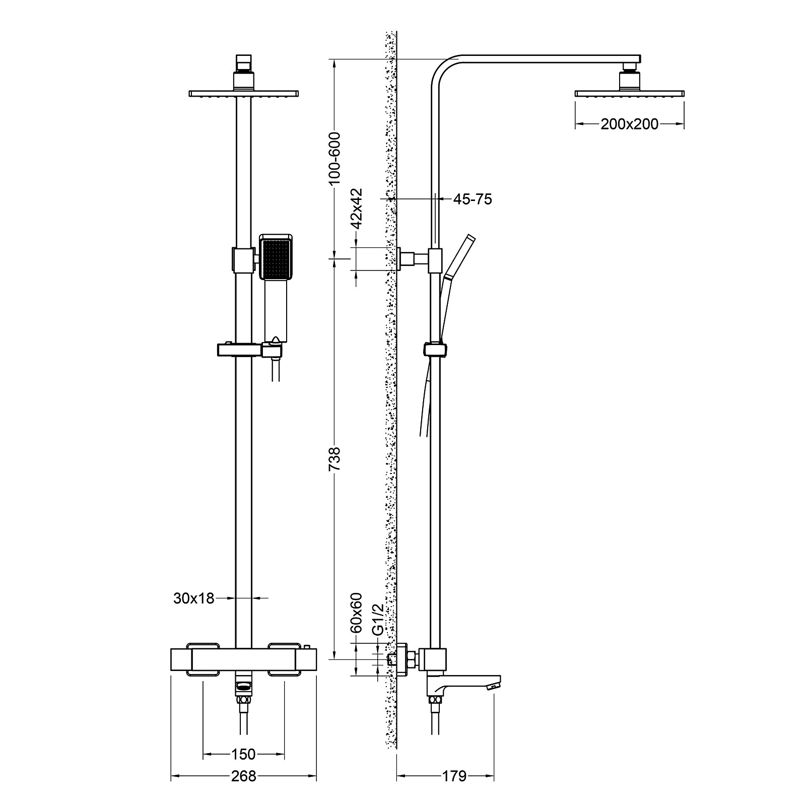 Душевая стойка Timo Tetra-Thermo SX-0169/17 с термостатом, золото