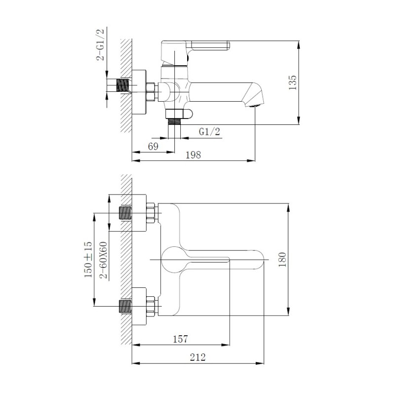 Смеситель для ванны с душем Haiba HB814-7