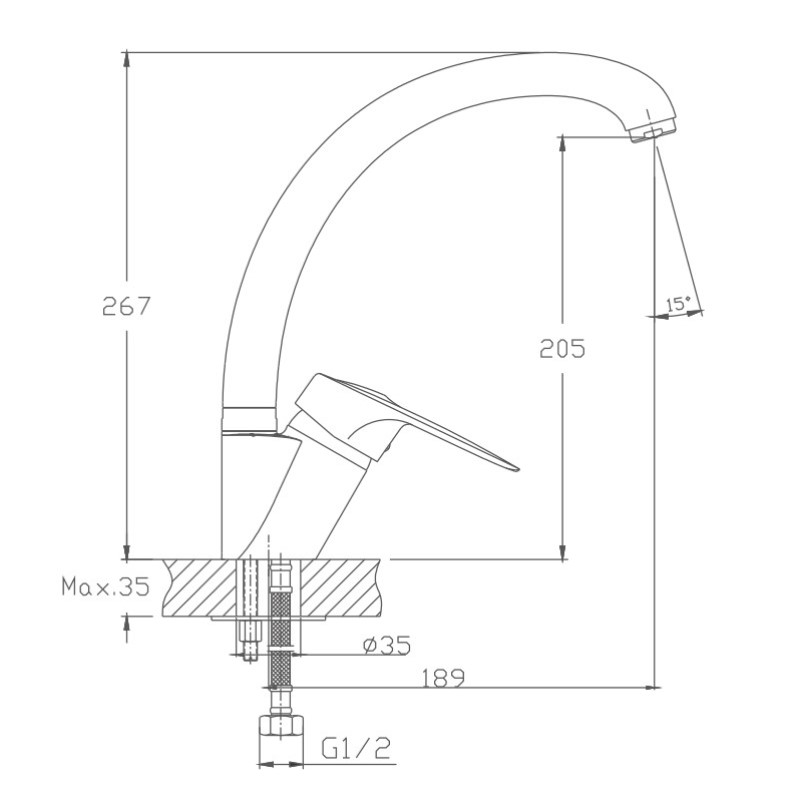 Смеситель для кухни Haiba HB13-1 серый HB4113-1